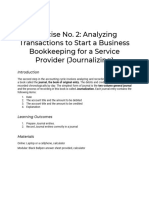 Exercise No 2 Analyzing Transactions To Start A Business Bookkeeping For A Service Provider (Journalizing)