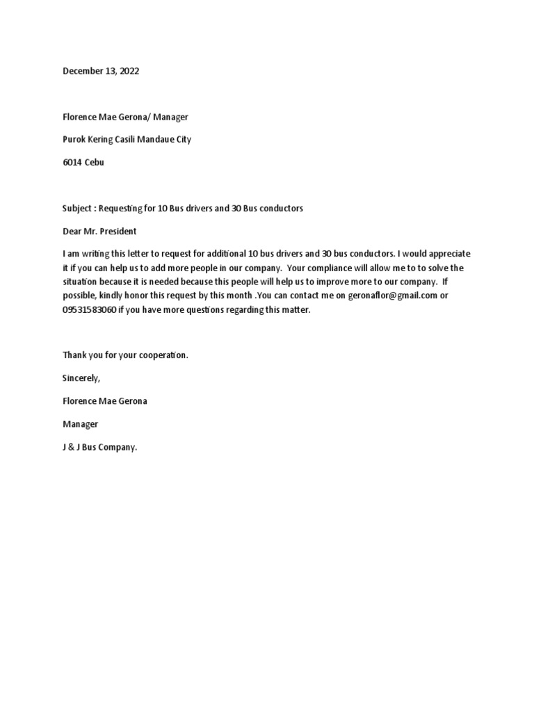 Request for additional bus drivers and conductors to improve operations