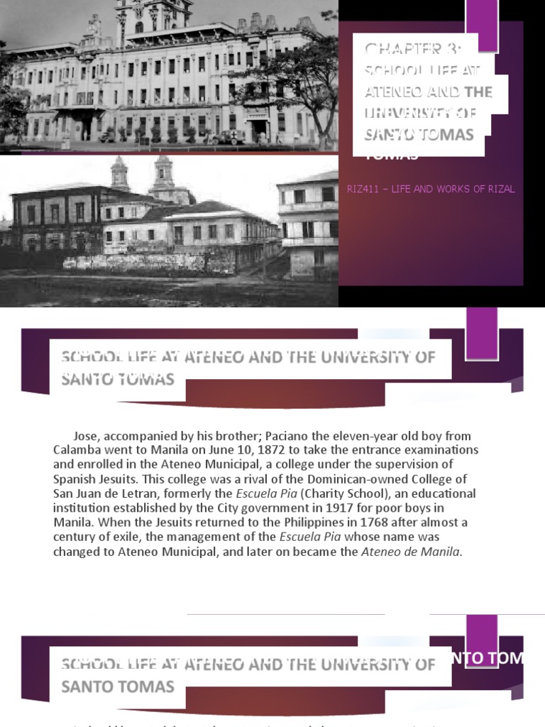 Rizal's Academic Journey at Ateneo and UST | PDF | Homer | Manila