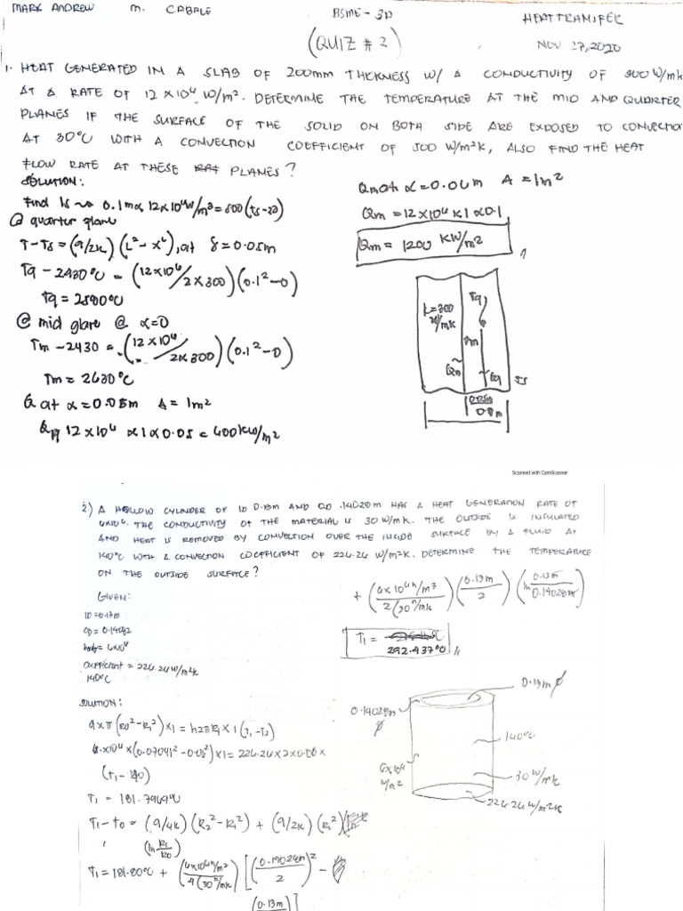 Heat Transfer (Quiz 2) PDF