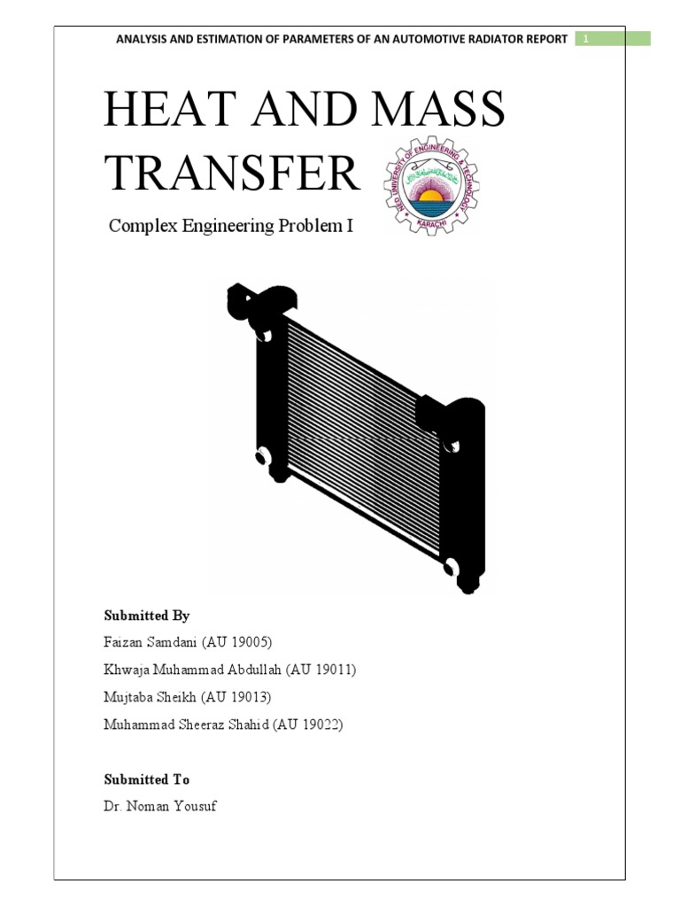 Heat and Mass Transfer Designing of A Radiator PDF Radiator Heat