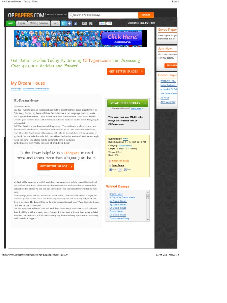 My dream house essay 200 words picture