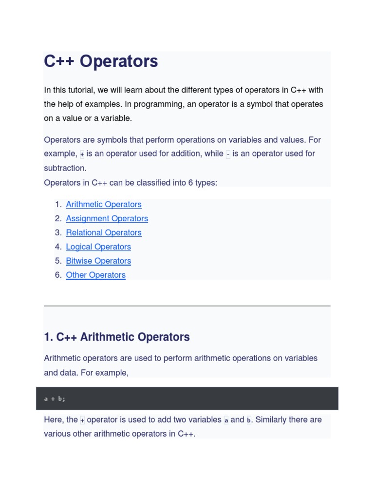 C++ Operation | PDF | Division (Mathematics) | Software Engineering