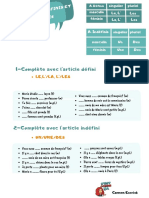 1-Complète Avec L'article Défini: Les Ar Ticles Défin Is Et Indéfi NIS A. Indéfinis