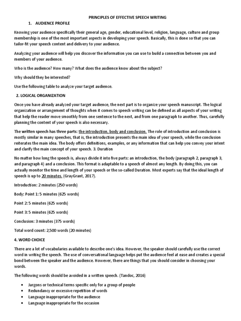 Principles of Effective Speech Writing | PDF | Jargon | Communication