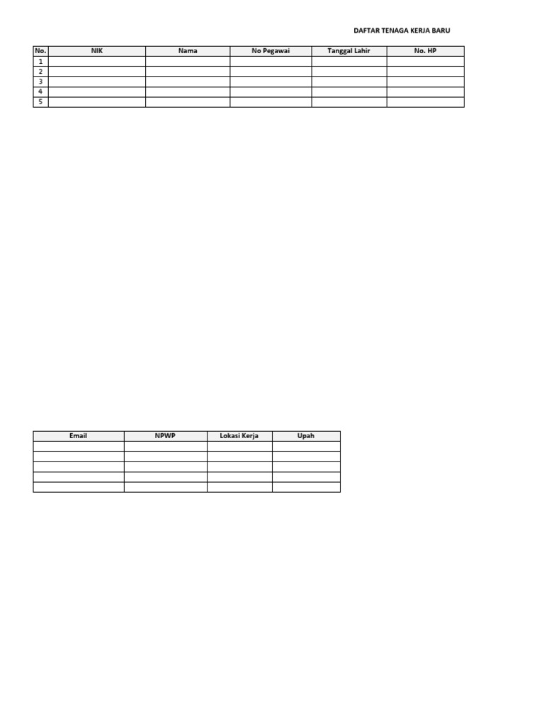 Template Tenaga Kerja | PDF