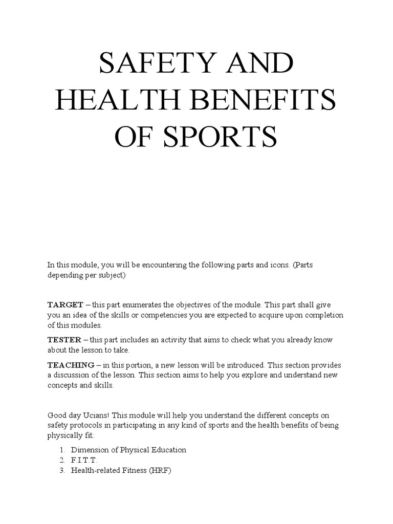 Safety and Health Benefits of Sports | PDF | Physical Fitness ...