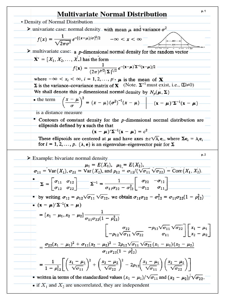 Multivariate normal pdf normal distribution probability theory