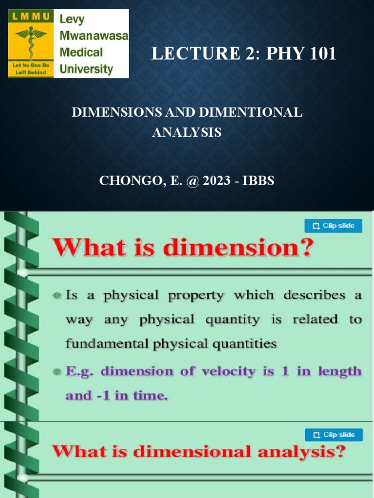 Python Lecture Slides On Dimensional Analysis
