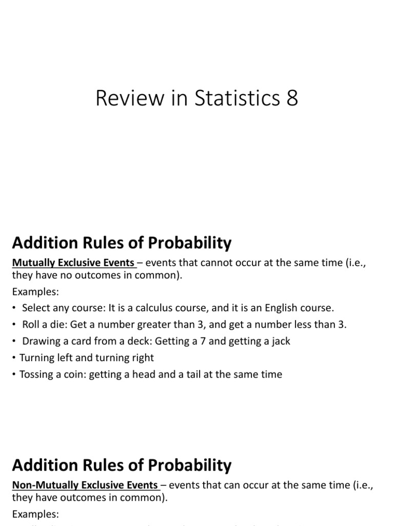 Addition and Multiplication Rules of Probability | PDF | Probability ...