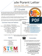 Second Grade Parent Letter and Supply List