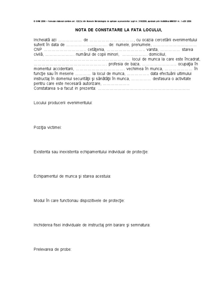 Nota Constatare La Fata Locului Model | PDF
