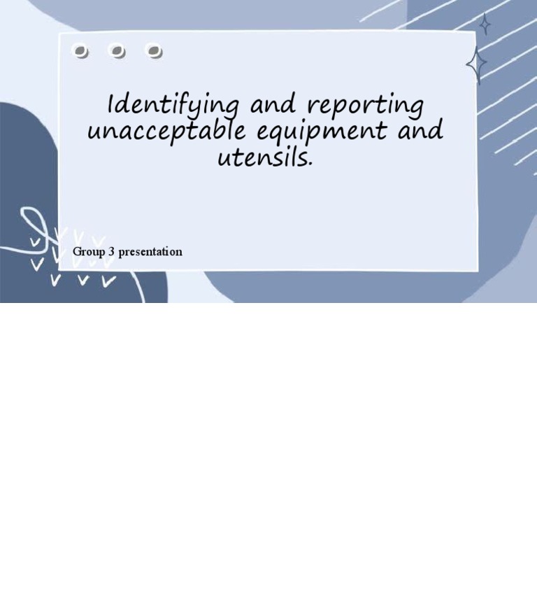 Identifying and Reporting Unacceptable Equipment and Utensils PDF