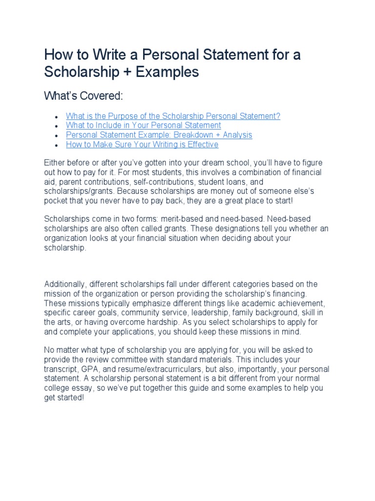 How To Write A Personal Statement For A Scholarship | PDF | Autism 