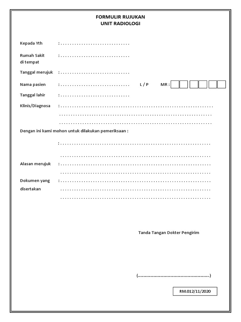 Formulir Rujukan Radiologi | PDF | Hukum | Sains & Matematika