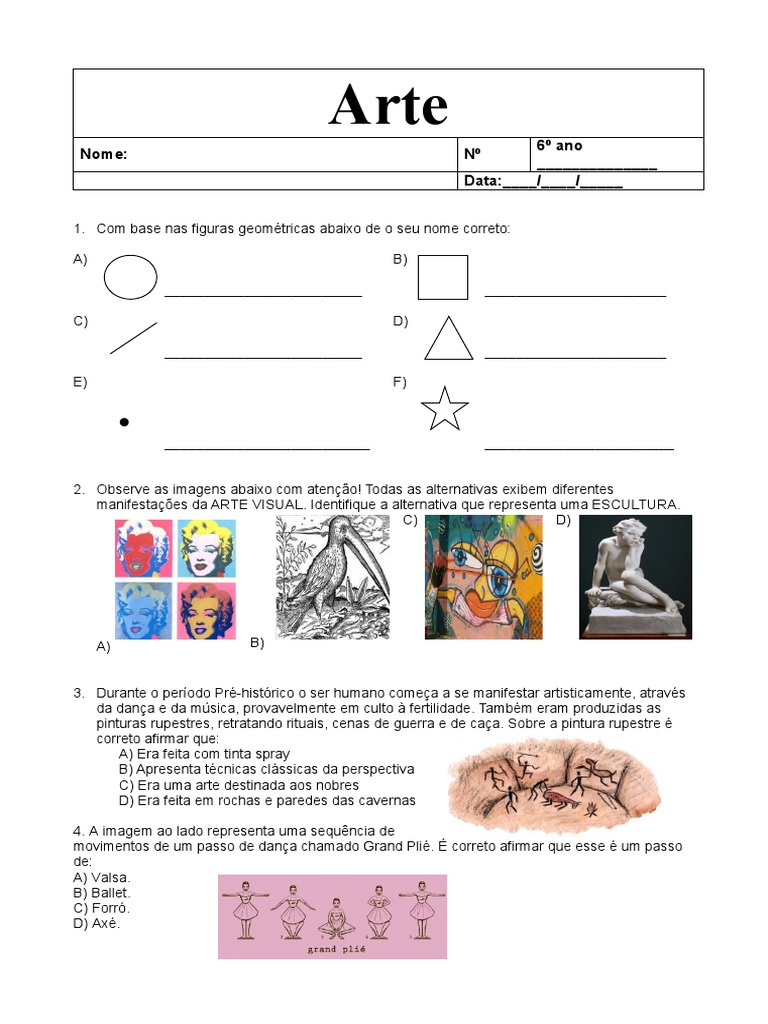 Atividades de Artes para 6º Ano | PDF