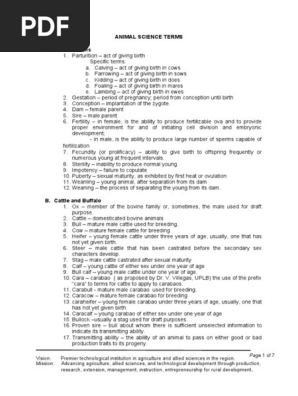 Animal Science Terminologies