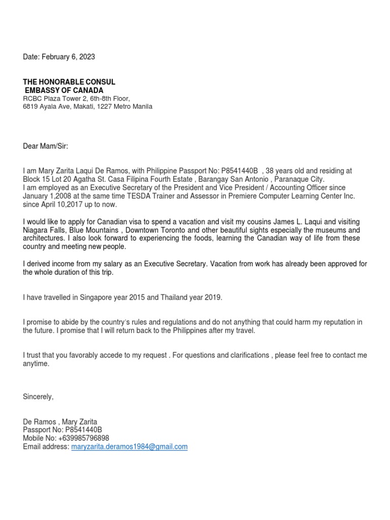 Canadian Visa Application Request | PDF