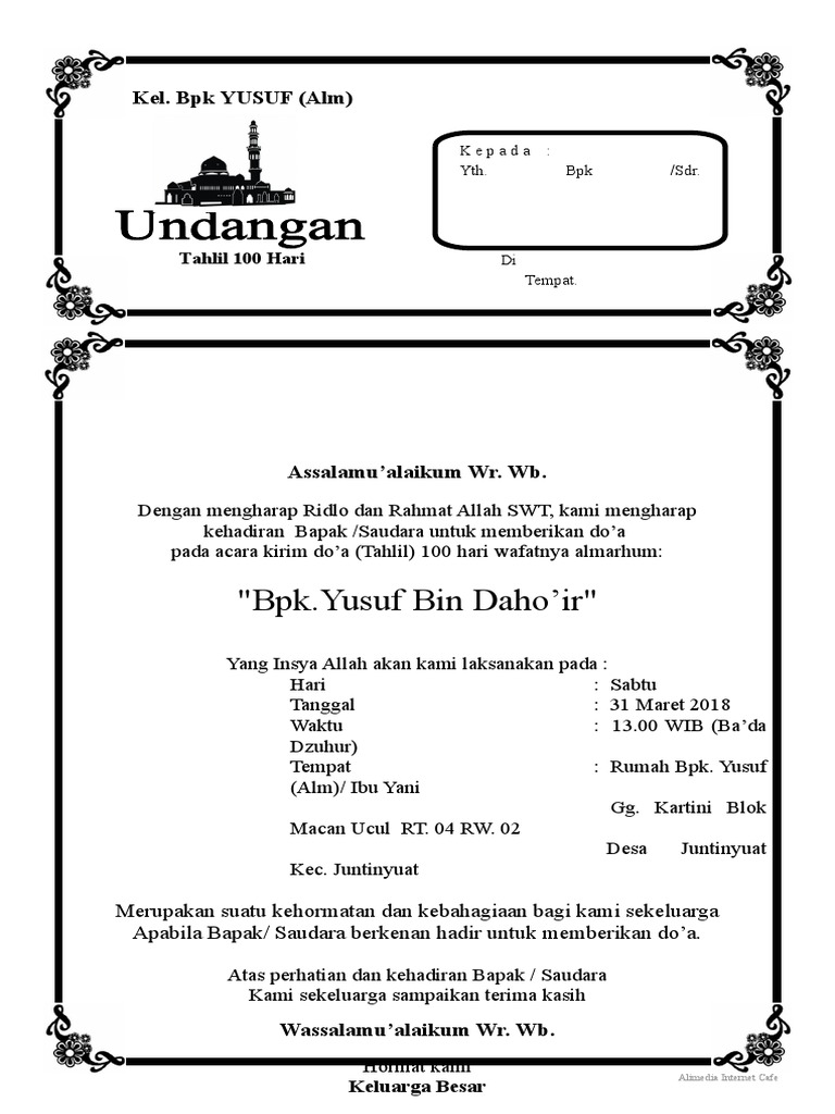 Undangan Tahlilan | PDF
