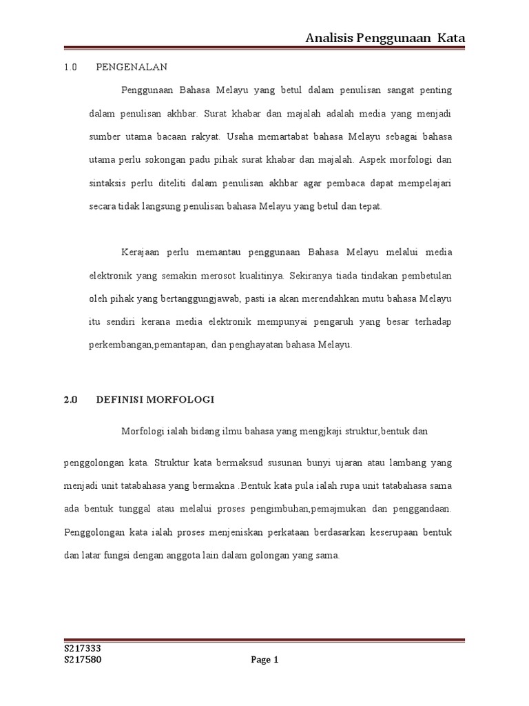 Assignment Analisis Penggolongan Kata | PDF