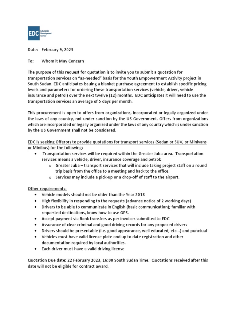 RFQ No. 2023001 For Transportation Services Final PDF