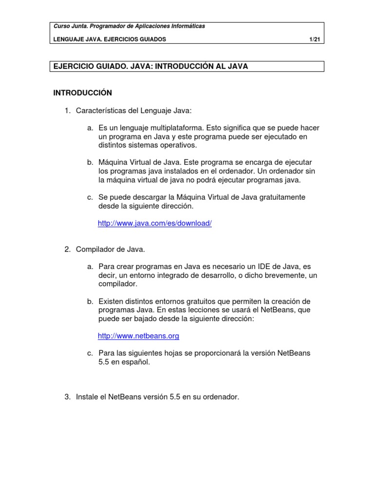 1 10 | PDF | Java (lenguaje de programación) | Programa de computadora