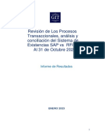 Informe de Conciliación Sistema Inventarios SAP Vs RFID MT Industrial S.a.C Fin JT