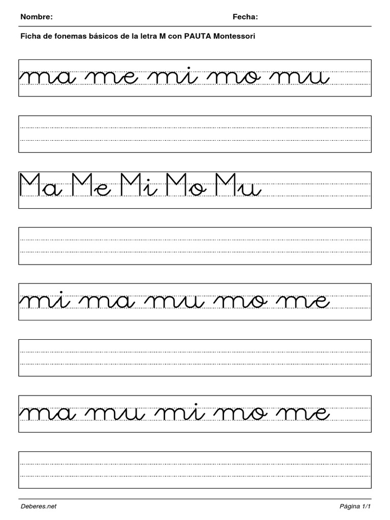 Ficha de fonemas básicos: letra M | PDF