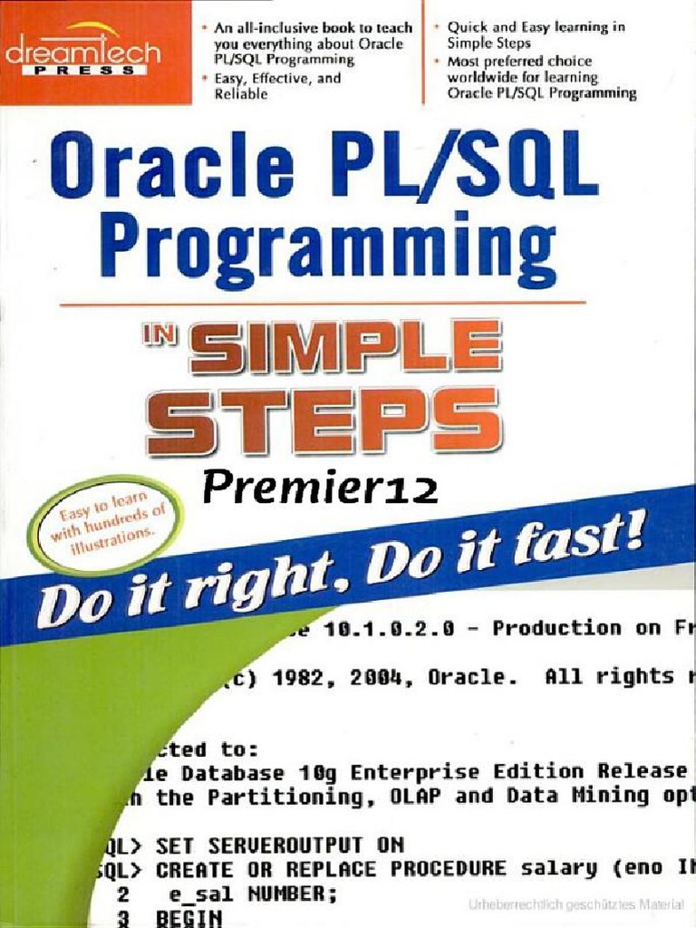 Oracle PL - SQL Programming in Simple Steps | PDF