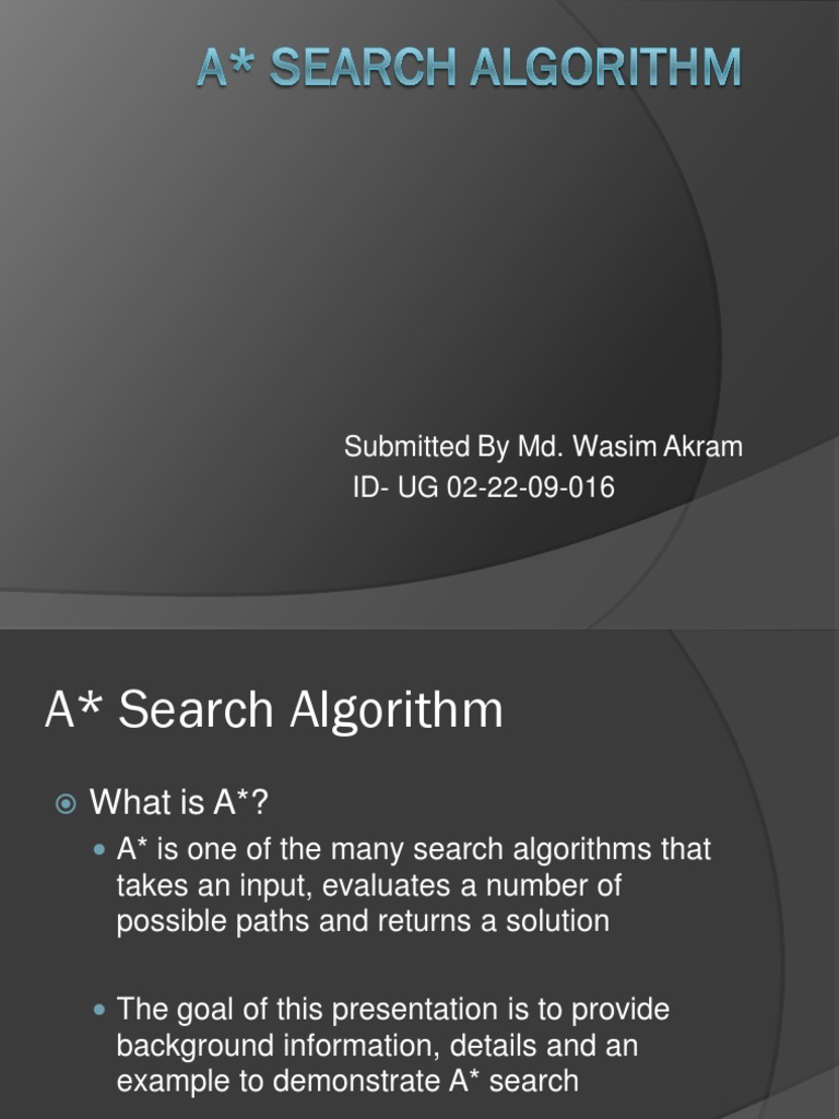 A* Search Algorithm Overview | PDF | Algorithms | Mathematical Concepts