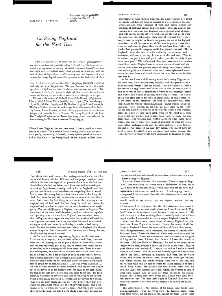 On Seeing England For The First Time, Kincaid | PDF | Hedge