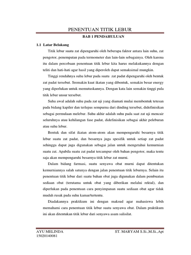 Penentuan Titik Lebur Obat | PDF
