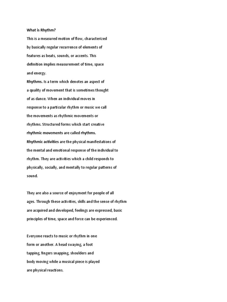 Which Descriptions Are Examples Of Rhythm