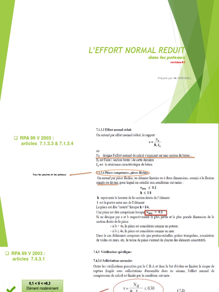 Effort Normal Réduit dans les Poteaux | PDF | Flexion (matériau ...