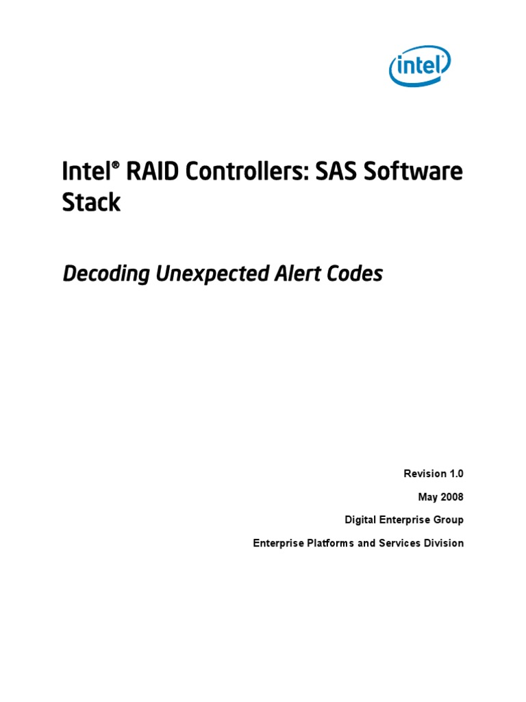 Intel® RAID Controllers SAS Software Stack Decoding Unexpected Alert