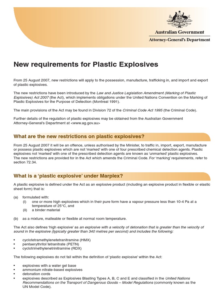 New Requirements For Plastic Explosives PDF Government Justice