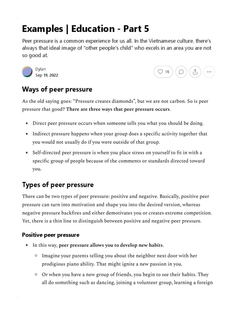 Understanding Peer Pressure Dynamics | PDF | Pressure | Experience
