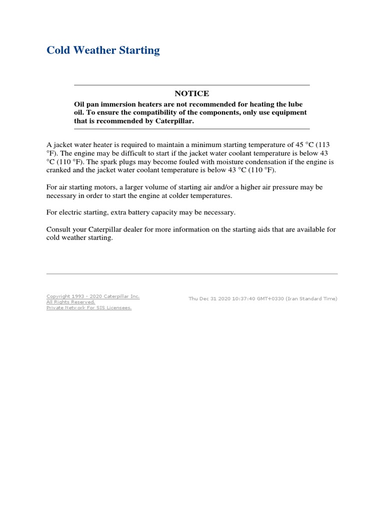 Cold Weather Starting PDF
