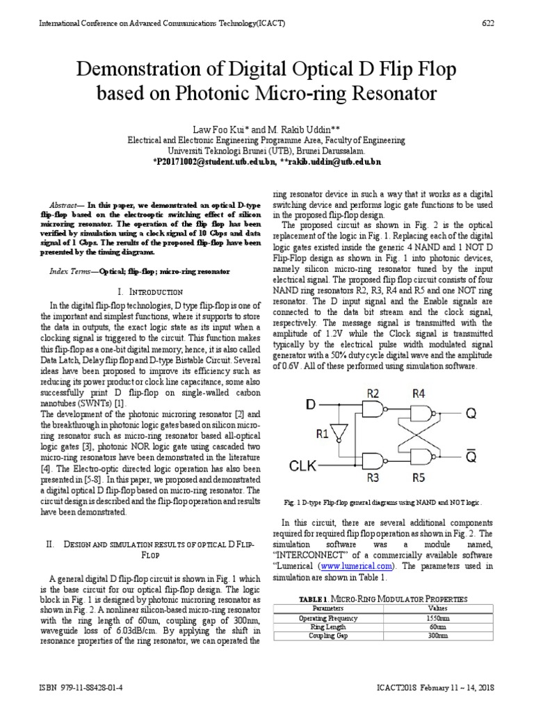 Demonstration of Digital Optical D Flip Flop Based On Photonic Micro