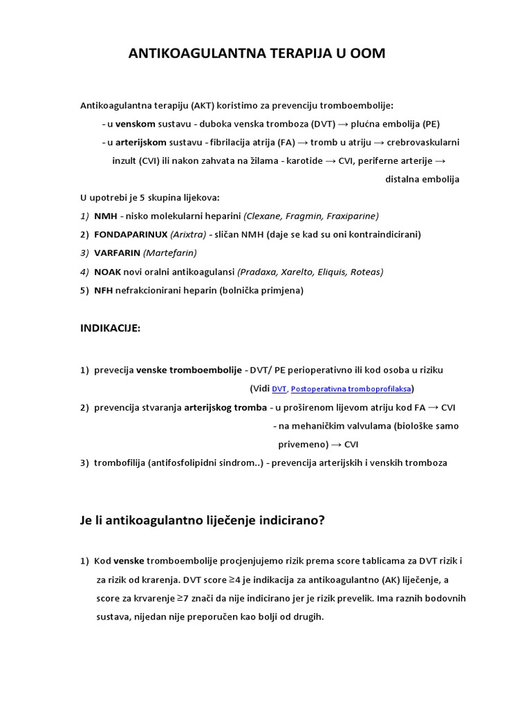 Antikoagulantna Terapija | PDF