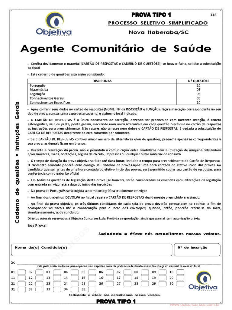 Agente Comunitario de Saude Prova Tipo 1 | PDF | Alcoolismo | Salário
