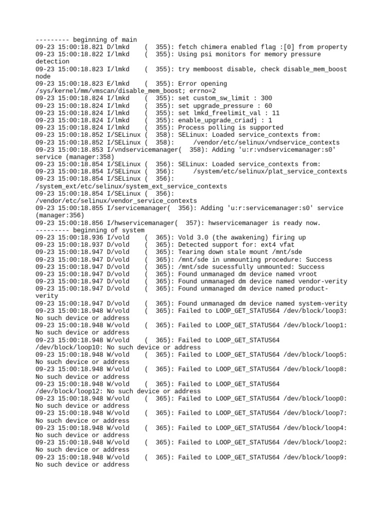 LMKD and VOLD Initialization Logs | PDF | Proprietary Software | Computing