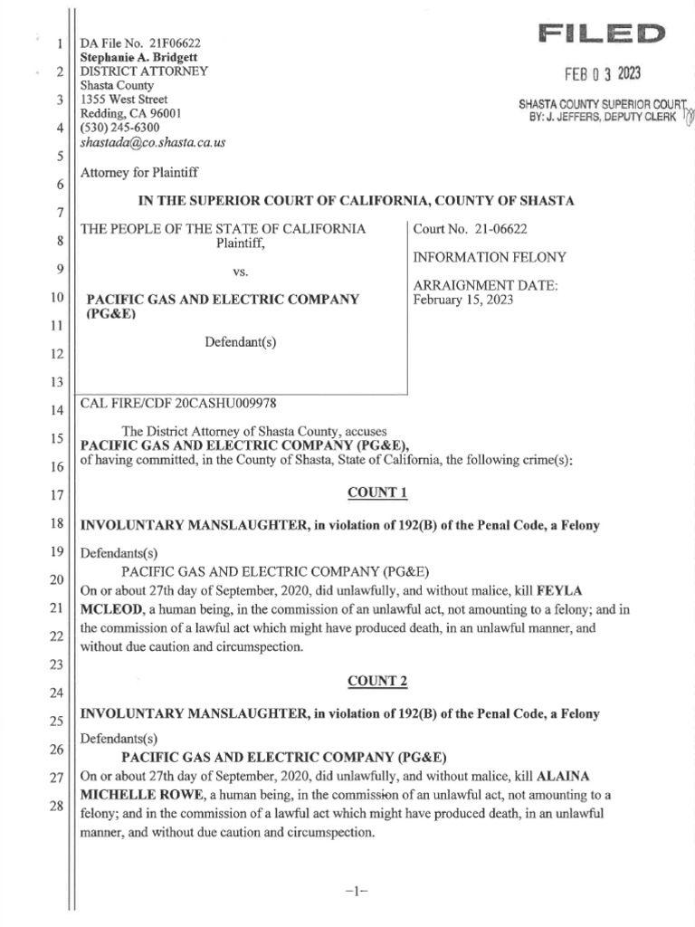 PG E Zogg Fire Complaint PDF