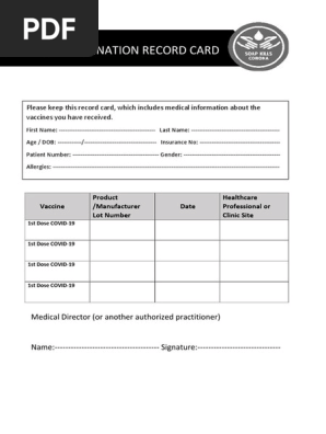Covid-19 vaccine card PDF
