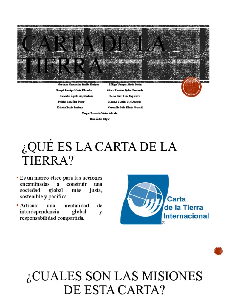 Principios de la Carta de la Tierra | PDF | Sustentabilidad | Igualdad ...
