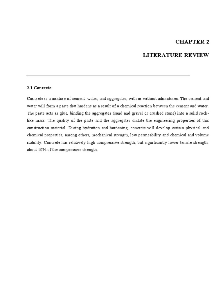 Chapter 2 Literature Review PDF Concrete Cement