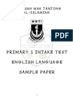 Primary 1 Selection Test ENGLISH Sample 3