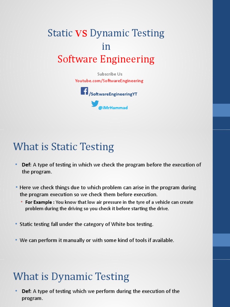 Dynamic Vs Static Testing PDF