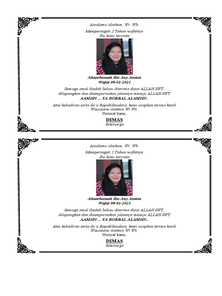 Model Ucapan 2 THN Tahlil 2 | PDF