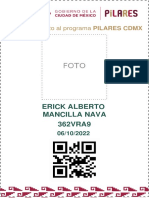 Registro Gratuito Al Programa PILARES CDMX: Erick Alberto Mancilla Nava 362VRA9